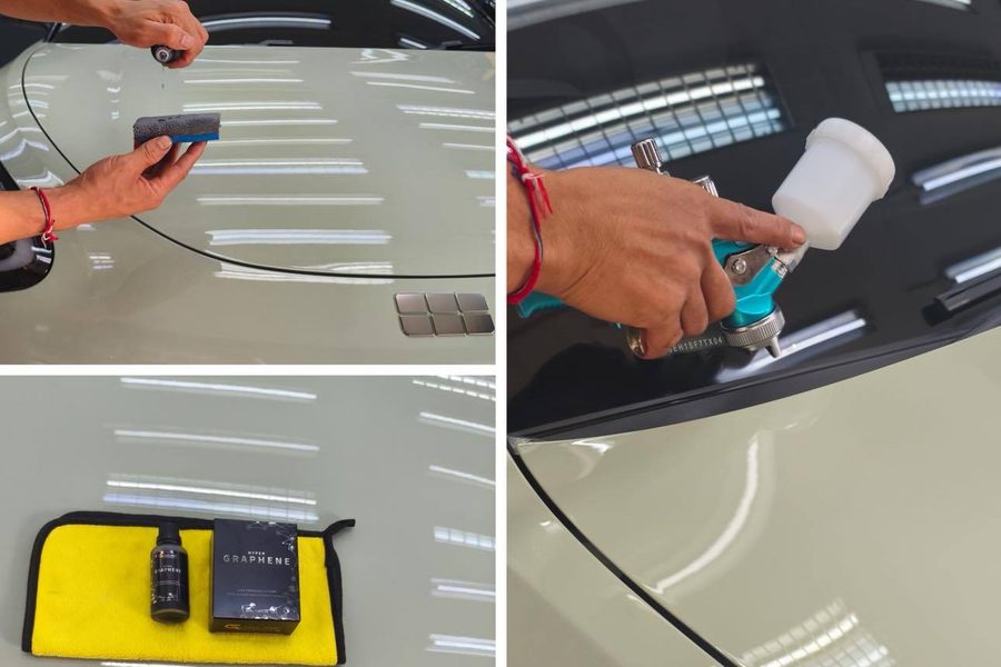 งานเคลือบแก้ว Crystal Advance — ลงน้ำยา สเปรย์ และชุดผลิตภัณฑ์ Glänzend ที่ PB Car Detailing